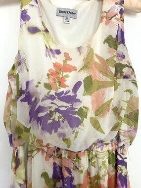 Shelby & Palmer Dress, Spring Floral, Asymmetrical Hem